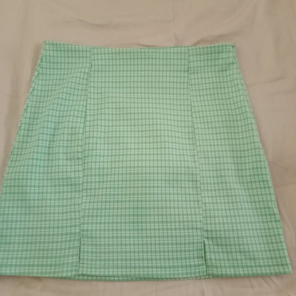 HESPERUS medium green gingham mini skirt